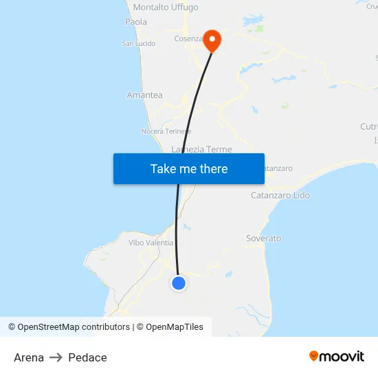 Arena to Pedace map