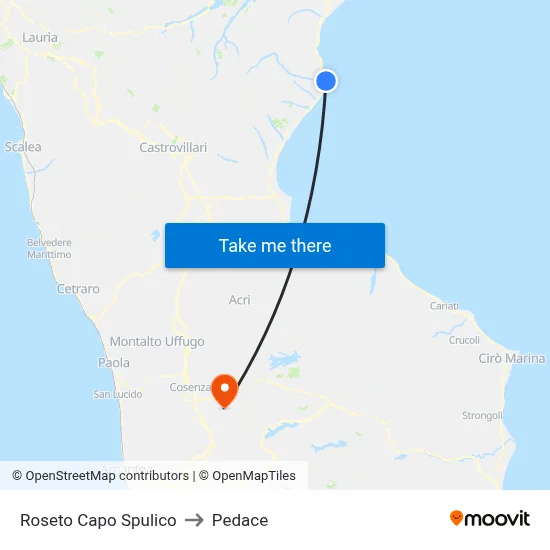 Roseto Capo Spulico to Pedace map