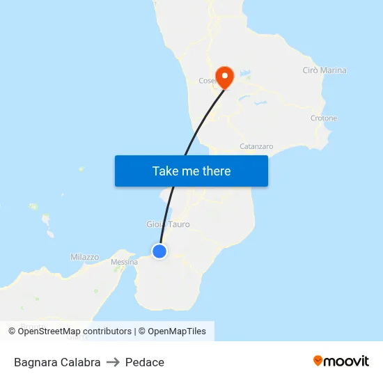 Bagnara Calabra to Pedace map