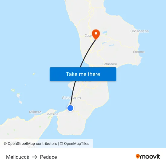 Melicuccà to Pedace map