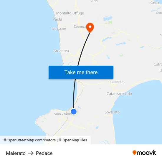 Maierato to Pedace map