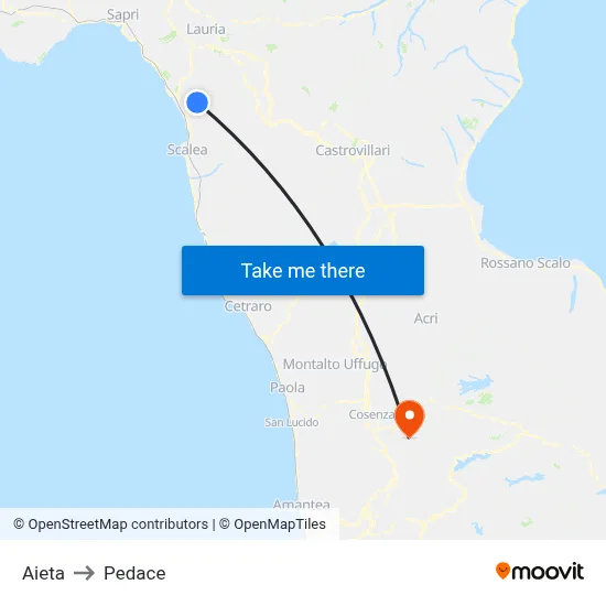 Aieta to Pedace map