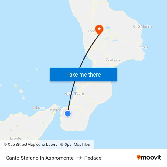 Santo Stefano in Aspromonte to Pedace map