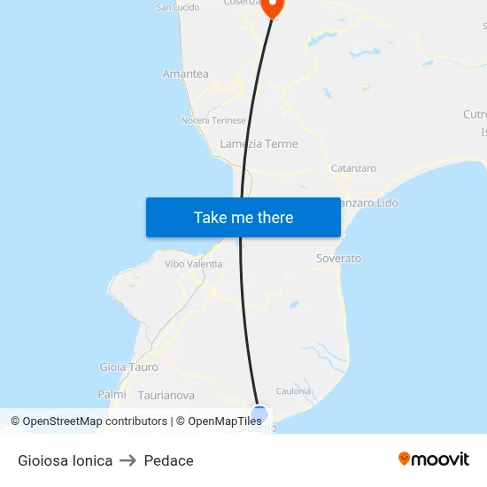 Gioiosa Ionica to Pedace map