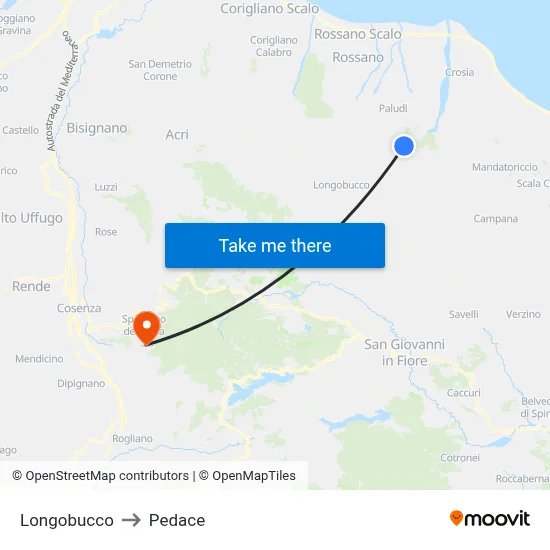 Longobucco to Pedace map