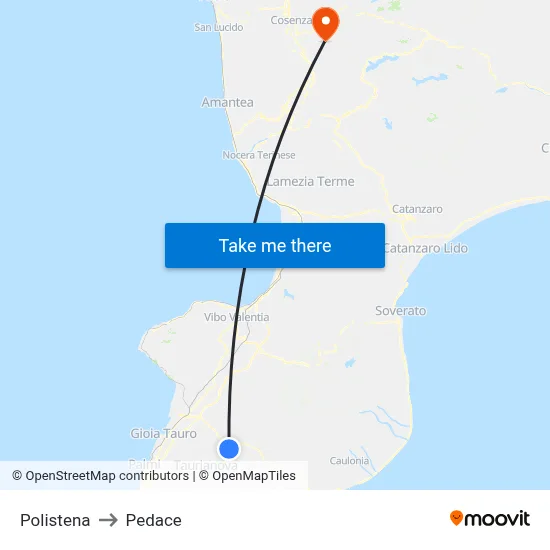 Polistena to Pedace map