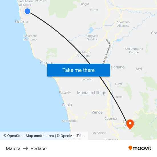 Maierà to Pedace map