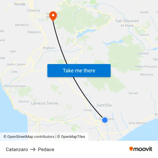 Catanzaro to Pedace map
