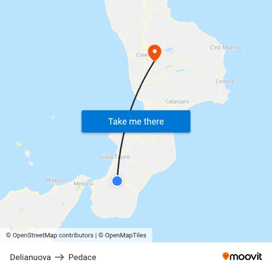 Delianuova to Pedace map