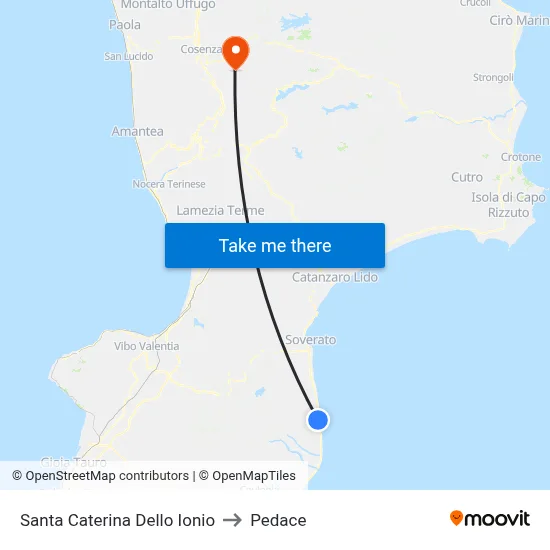 Santa Caterina Dello Ionio to Pedace map