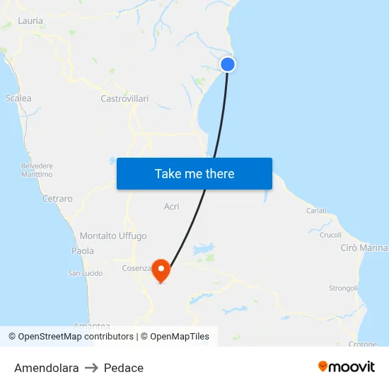 Amendolara to Pedace map