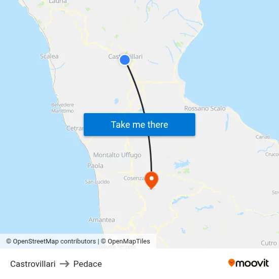 Castrovillari to Pedace map