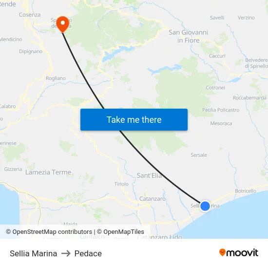 Sellia Marina to Pedace map