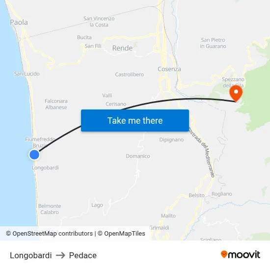Longobardi to Pedace map