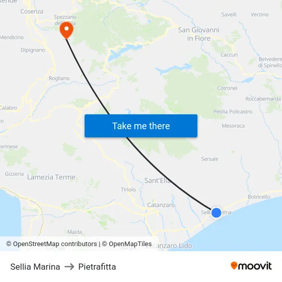 Sellia Marina to Pietrafitta map