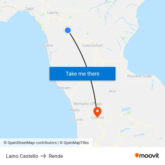 Laino Castello to Rende map