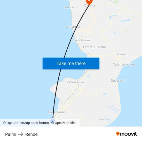 Palmi to Rende map