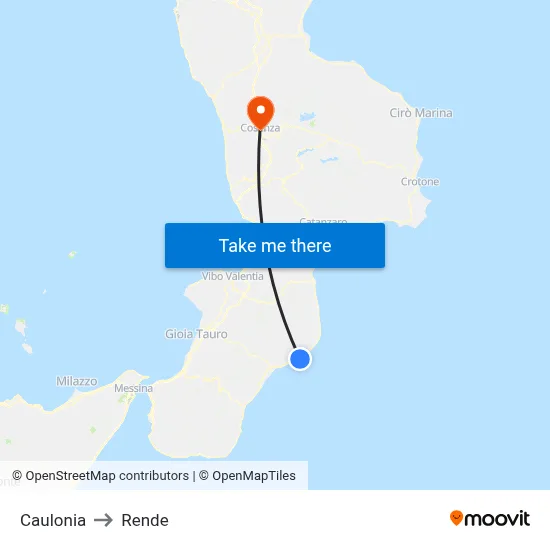 Caulonia to Rende map