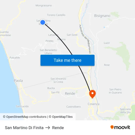 San Martino Di Finita to Rende map