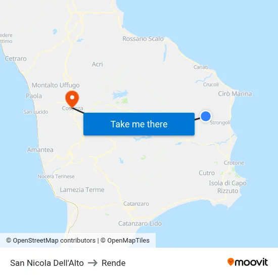 San Nicola Dell'Alto to Rende map