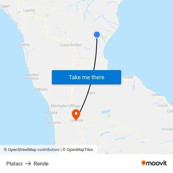 Plataci to Rende map