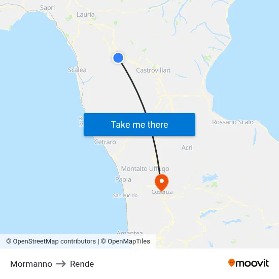 Mormanno to Rende map