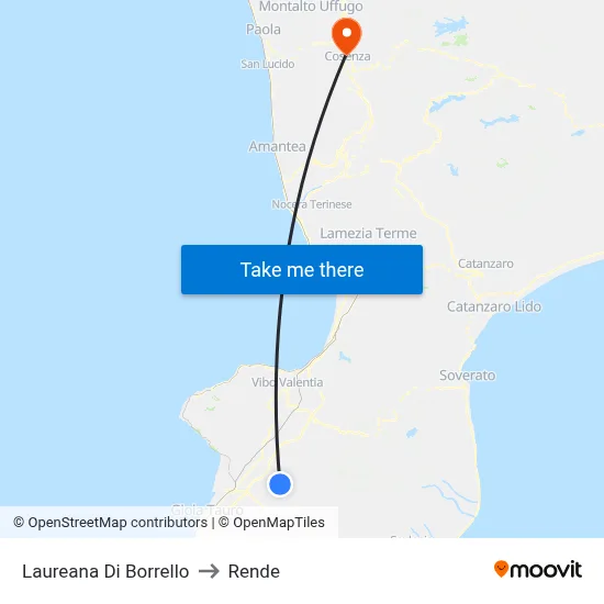 Laureana Di Borrello to Rende map