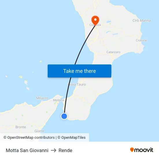 Motta San Giovanni to Rende map