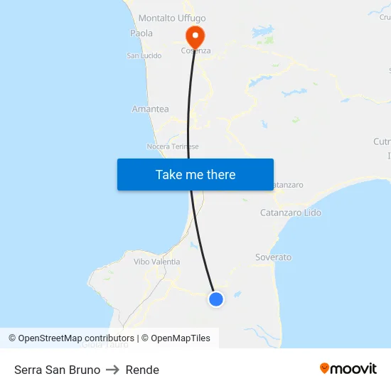 Serra San Bruno to Rende map