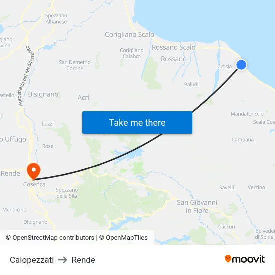 Calopezzati to Rende map