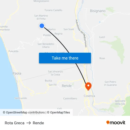 Rota Greca to Rende map