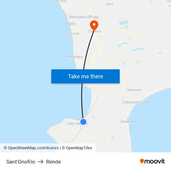 Sant'Onofrio to Rende map