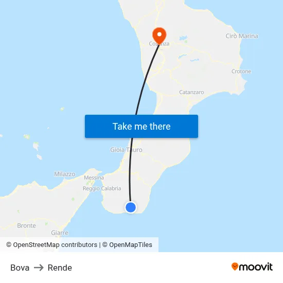 Bova to Rende map