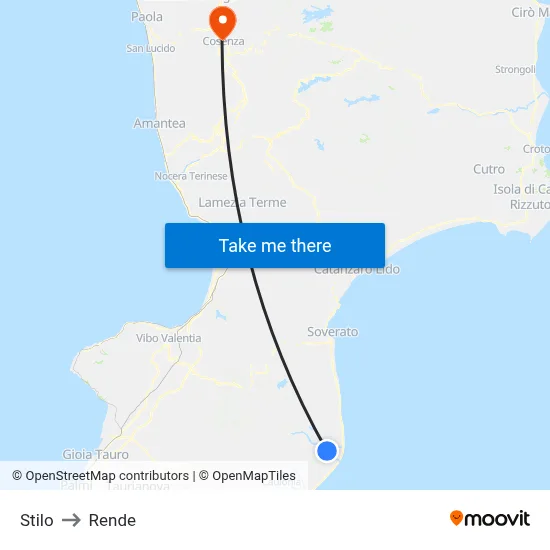 Stilo to Rende map