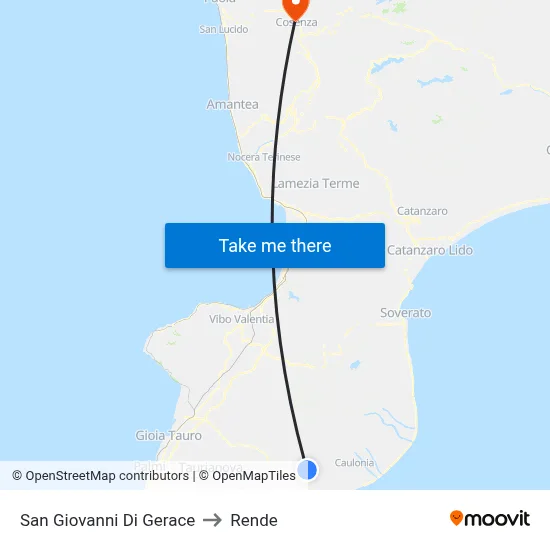 San Giovanni Di Gerace to Rende map