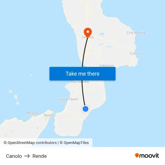 Canolo to Rende map