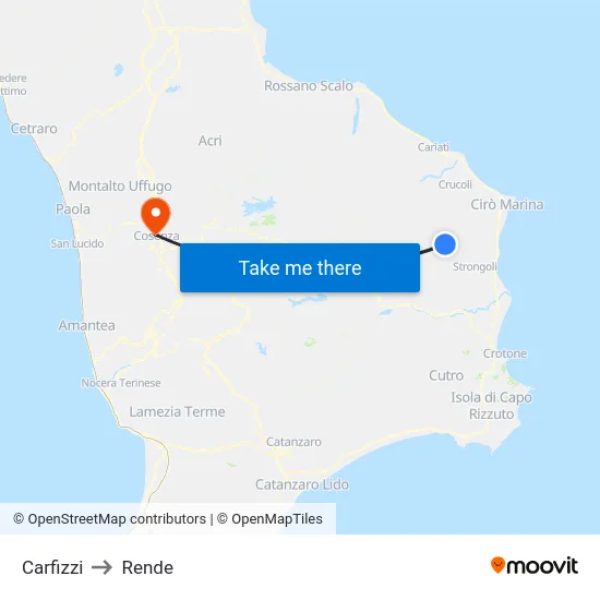 Carfizzi to Rende map