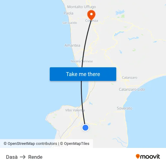 Dasà to Rende map