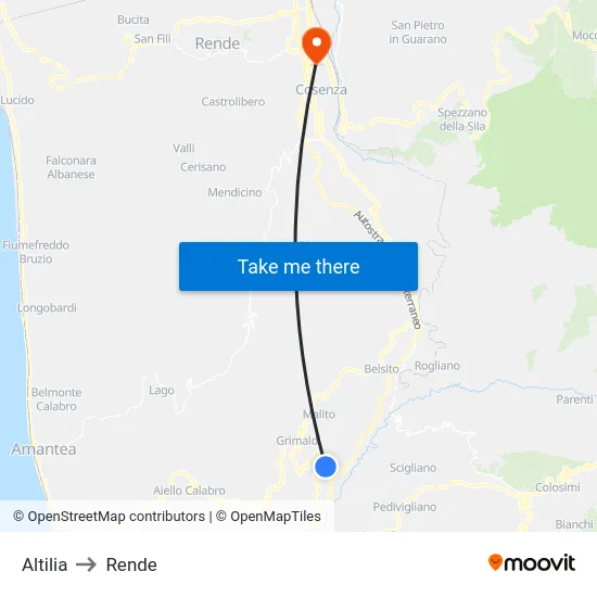 Altilia to Rende map