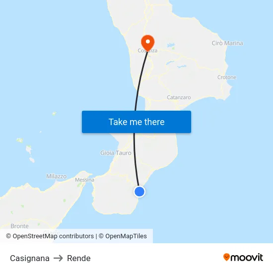 Casignana to Rende map