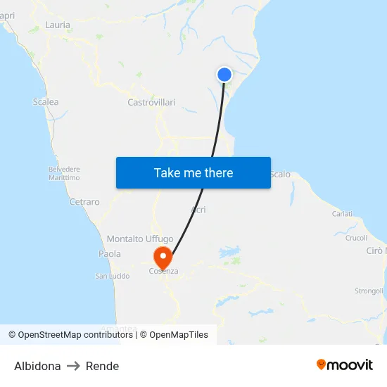 Albidona to Rende map