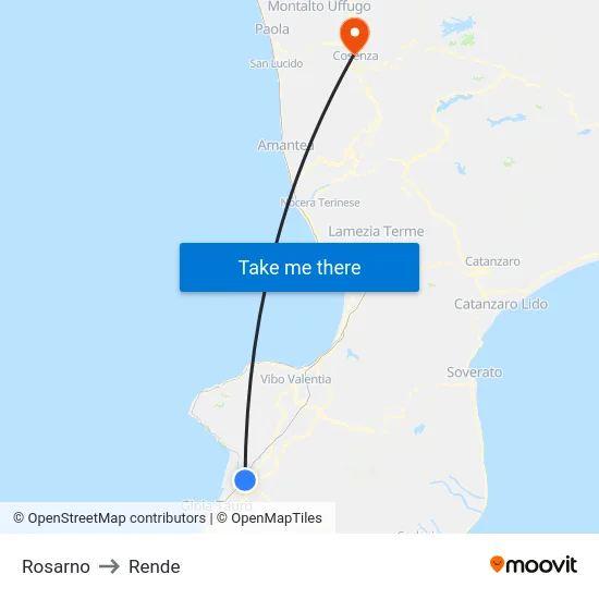 Rosarno to Rende map