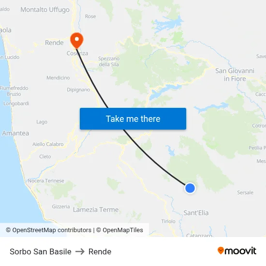 Sorbo San Basile to Rende map