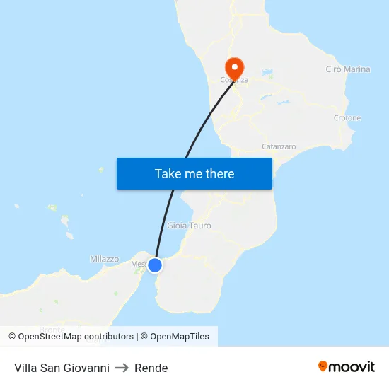 Villa San Giovanni to Rende map