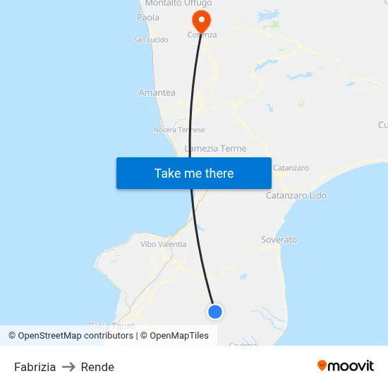 Fabrizia to Rende map