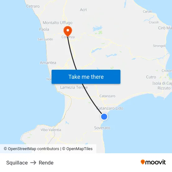 Squillace to Rende map