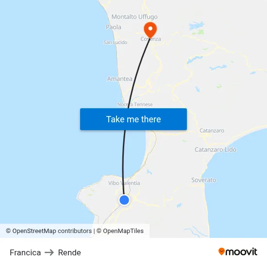 Francica to Rende map
