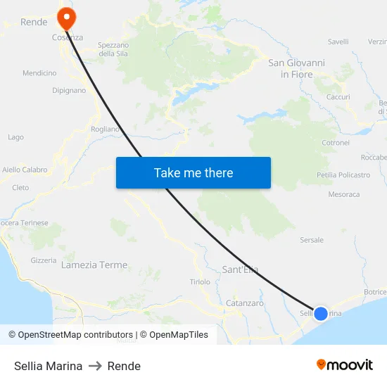Sellia Marina to Rende map