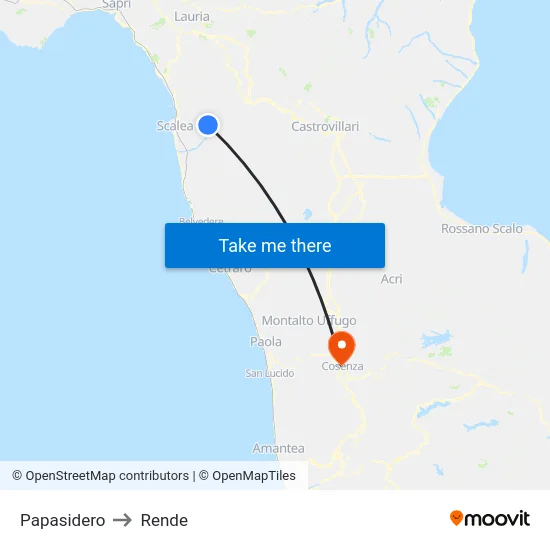 Papasidero to Rende map