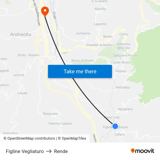 Figline Vegliaturo to Rende map